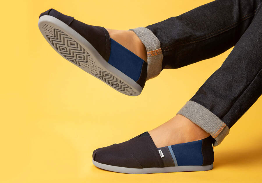 Toms Alpargata Colorblock Férfi Espadrilles Fekete Sötétkék Magyarország | HU270-048