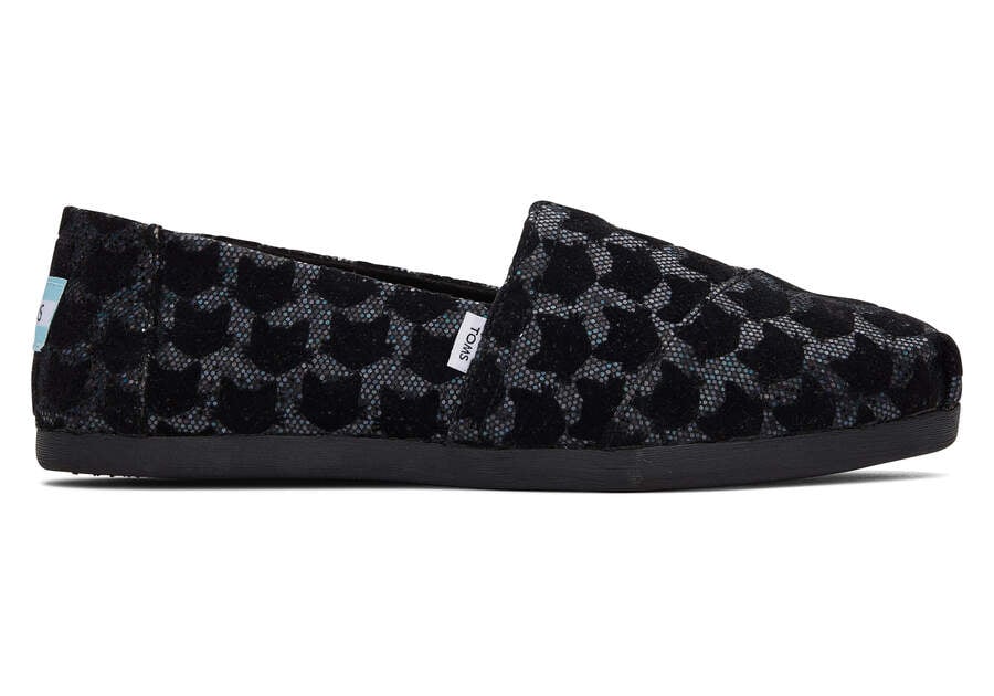 Toms Alpargata Glitter Cats Női Alpargatas Fekete Magyarország | HU453-988