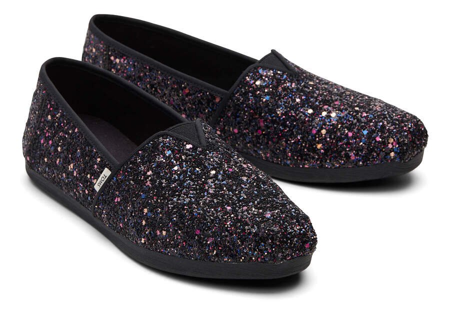 Toms Alpargata Glitter Női Alpargatas Fekete Magyarország | HU754-645