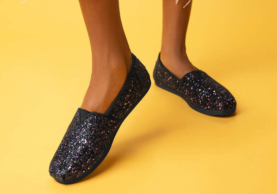 Toms Alpargata Glitter Női Alpargatas Fekete Magyarország | HU754-645