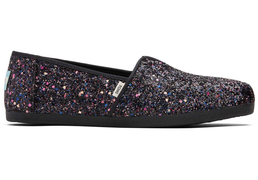 Toms Alpargata Glitter Női Alpargatas Fekete Magyarország | HU754-645