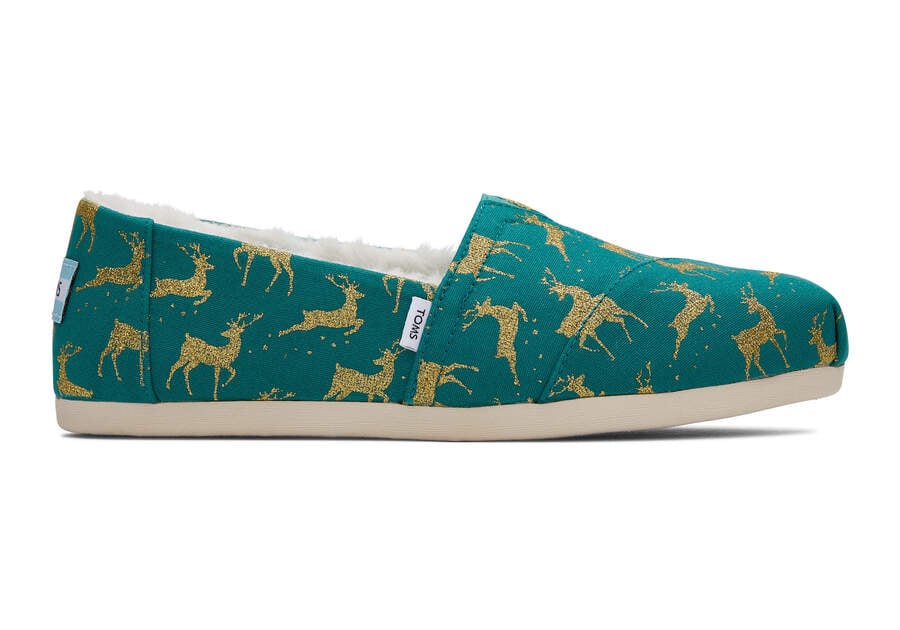 Toms Alpargata Glitter Reindeer Női Alpargatas Zöld Magyarország | HU424-488