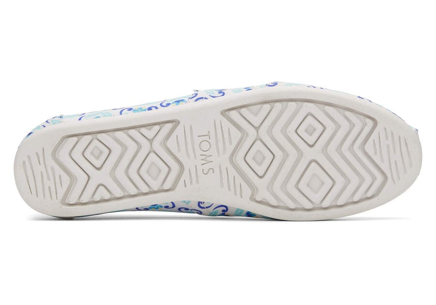 Toms Alpargata Mediterranean Flowers Női Alpargatas Kék Sötétkék Magyarország | HU280-456