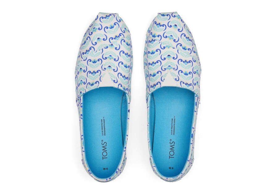 Toms Alpargata Mediterranean Flowers Női Alpargatas Kék Sötétkék Magyarország | HU280-456