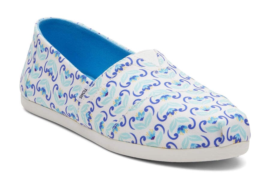 Toms Alpargata Mediterranean Flowers Női Alpargatas Kék Sötétkék Magyarország | HU280-456