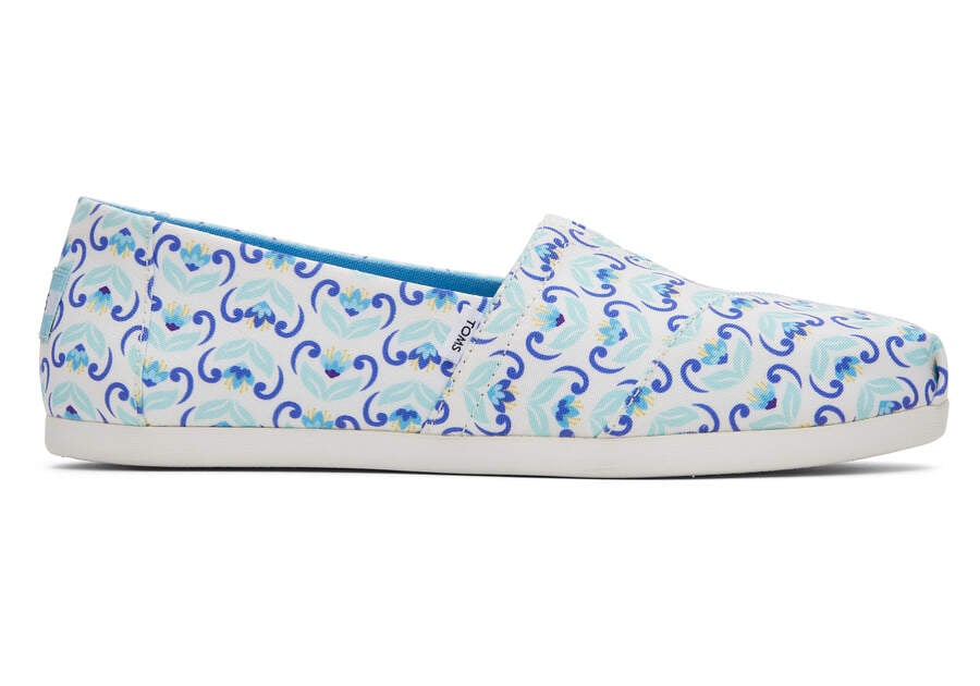 Toms Alpargata Mediterranean Flowers Női Alpargatas Kék Sötétkék Magyarország | HU280-456