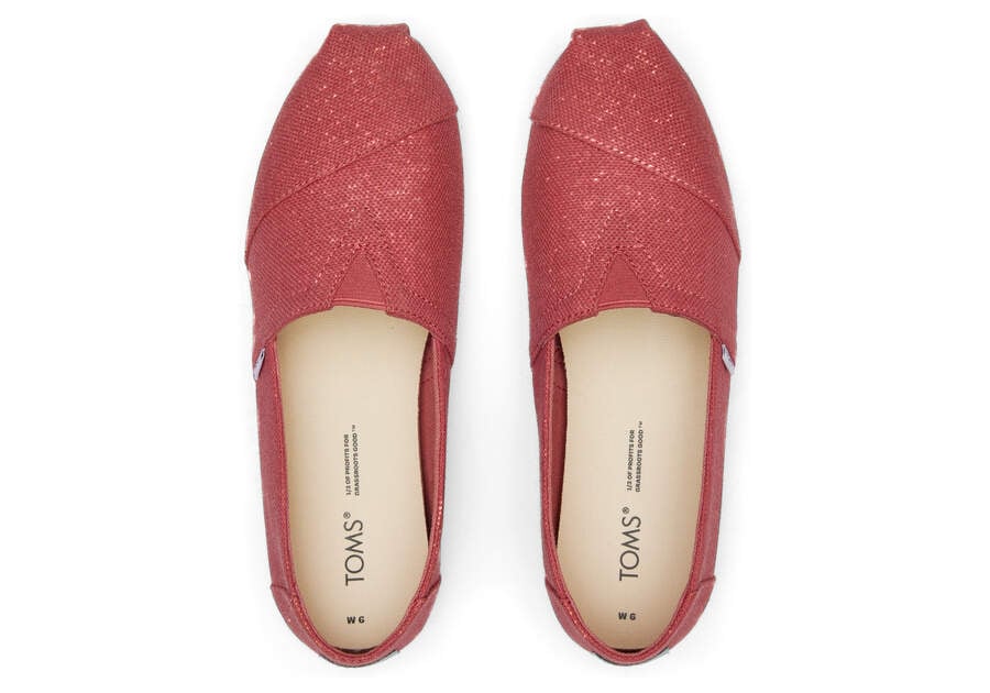 Toms Alpargata Metallic Linen Női Alpargatas Piros Metal Magyarország | HU150-079