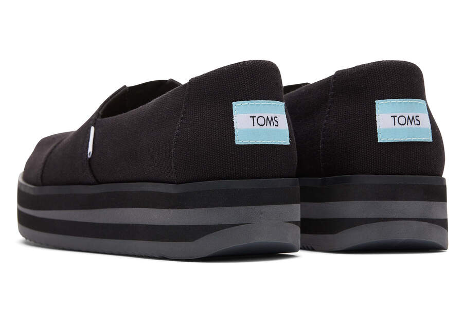 Toms Alpargata Midform Espadrille Női Platform Cipő Fekete Magyarország | HU202-742