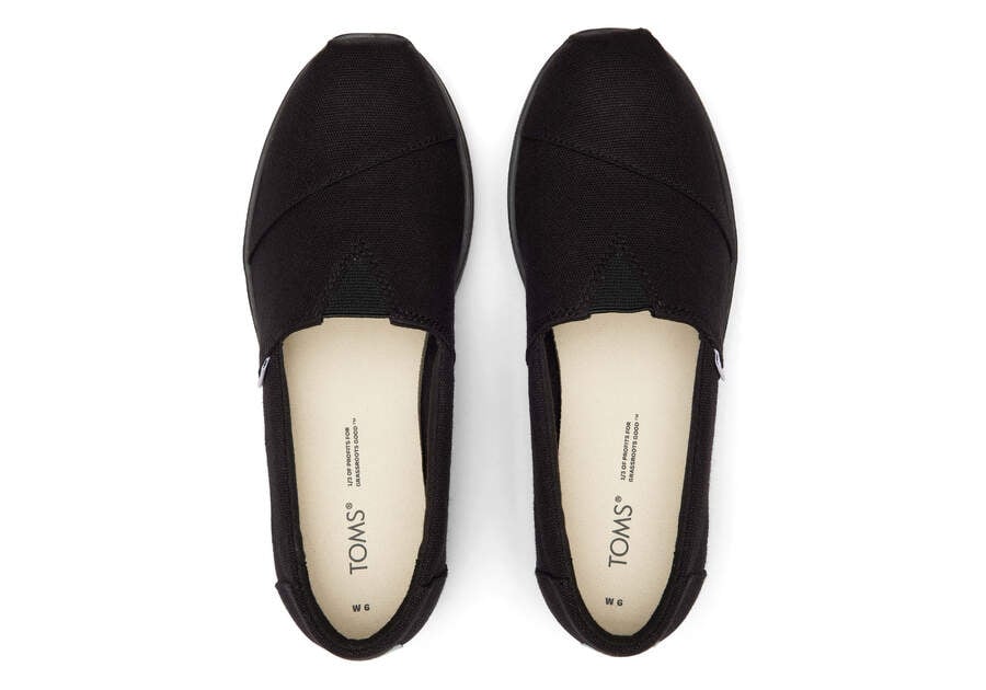 Toms Alpargata Midform Espadrille Női Platform Cipő Fekete Magyarország | HU202-742