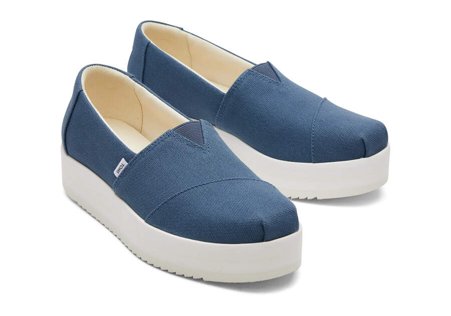 Toms Alpargata Midform Espadrille Női Platform Cipő Sötétkék Magyarország | HU503-120