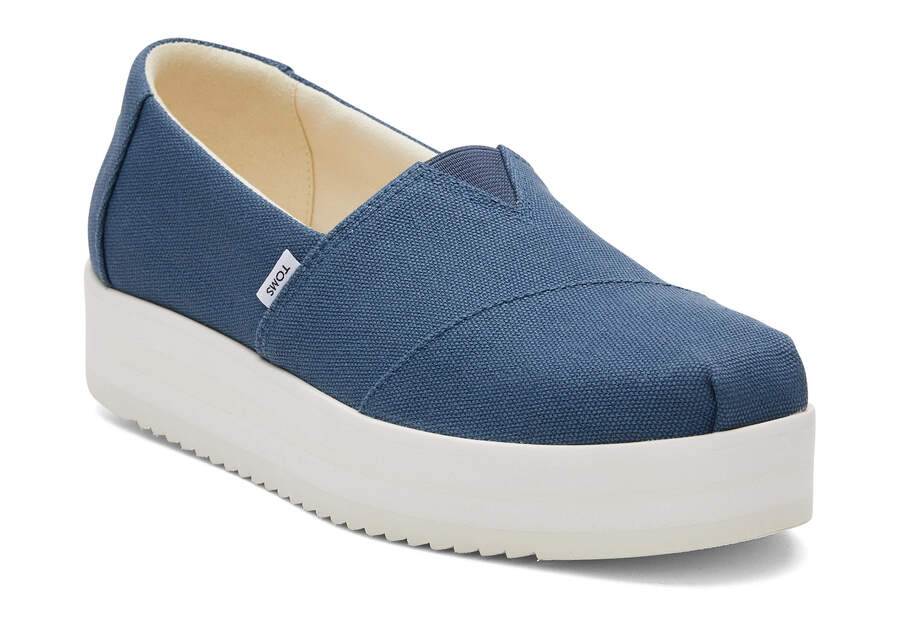 Toms Alpargata Midform Espadrille Női Platform Cipő Sötétkék Magyarország | HU503-120