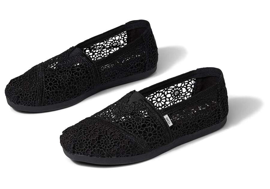 Toms Alpargata Moroccan Crochet Női Alpargatas Fekete Magyarország | HU281-613