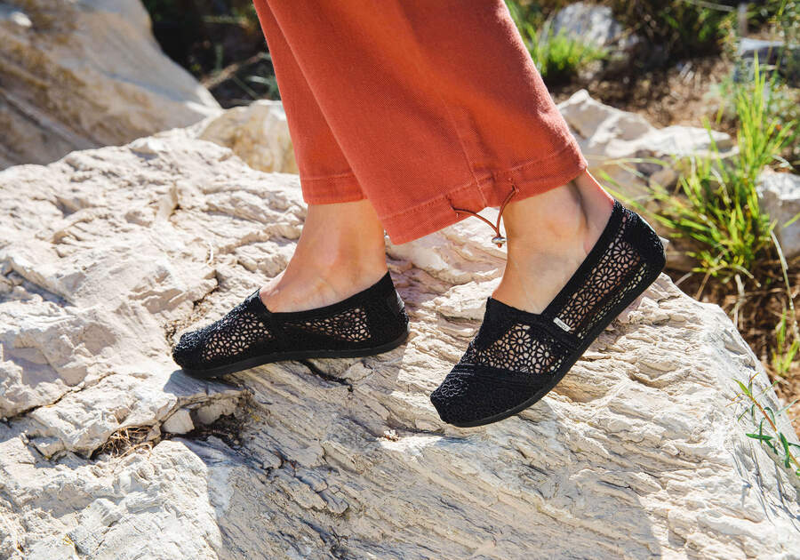 Toms Alpargata Moroccan Crochet Női Alpargatas Fekete Magyarország | HU281-613