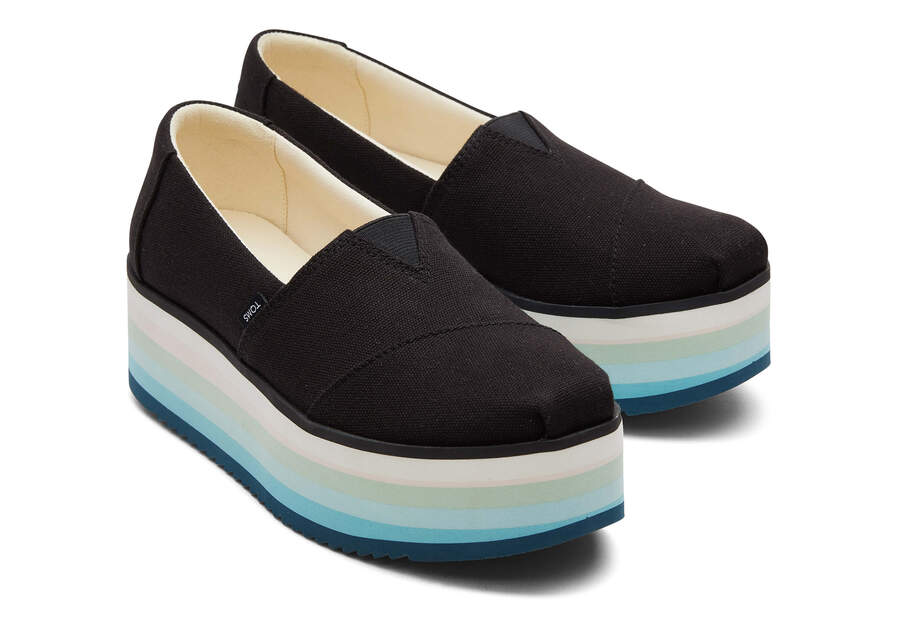 Toms Alpargata Platform Espadrille Női Platform Cipő Fekete Kék Magyarország | HU553-417