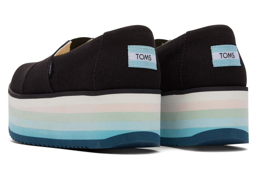 Toms Alpargata Platform Espadrille Női Platform Cipő Fekete Kék Magyarország | HU553-417