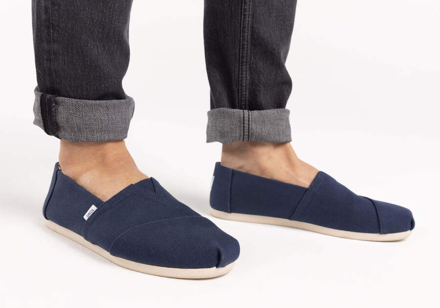 Toms Alpargata Recycled Pamut Vászon Férfi Alpargatas Sötétkék Magyarország | HU747-668