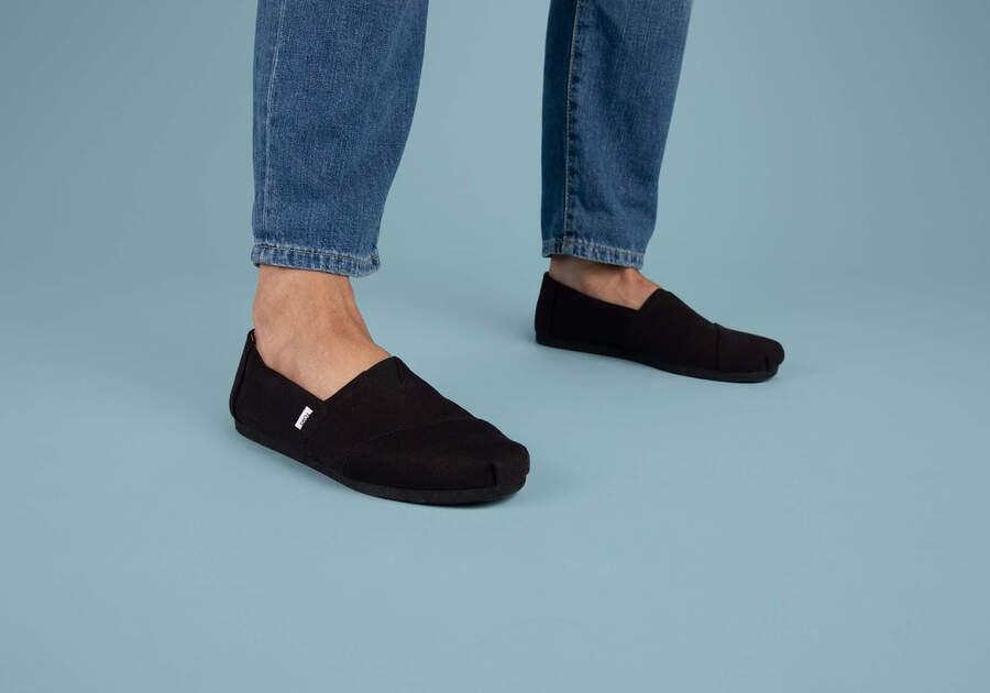 Toms Alpargata Recycled Pamut Vászon Férfi Alpargatas Fekete Magyarország | HU814-316