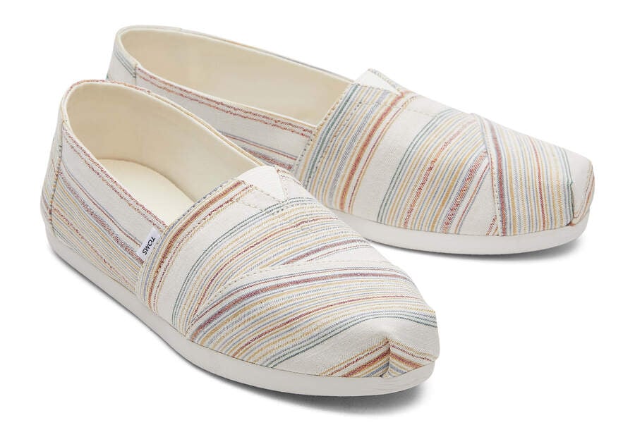 Toms Alpargata Stripes Recycled Pamut Női Alpargatas Krém Magyarország | HU350-860