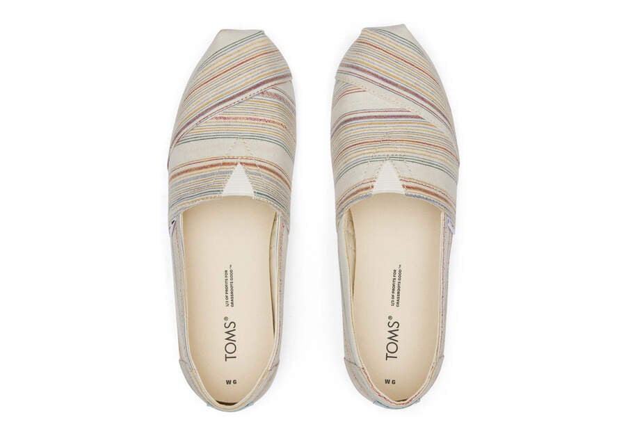 Toms Alpargata Stripes Recycled Pamut Női Alpargatas Krém Magyarország | HU350-860