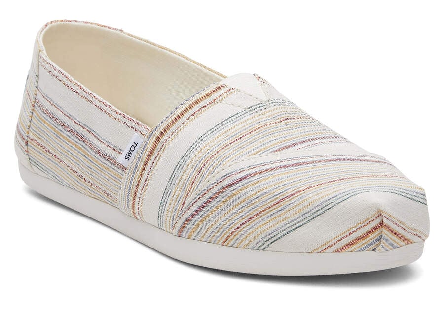 Toms Alpargata Stripes Recycled Pamut Női Alpargatas Krém Magyarország | HU350-860