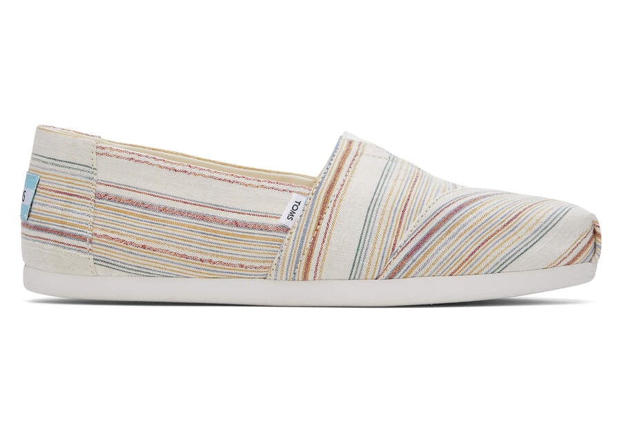 Toms Alpargata Stripes Recycled Pamut Női Alpargatas Krém Magyarország | HU350-860