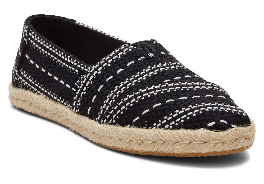 Toms Alpargata Vaskos Global Woven Rope Espadrille Női Espadrilles Fekete Magyarország | HU536-823