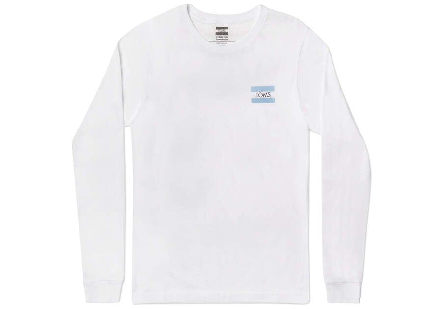 Toms Logo Long Sleeve Tee Férfi Póló Fehér Magyarország | HU011-397