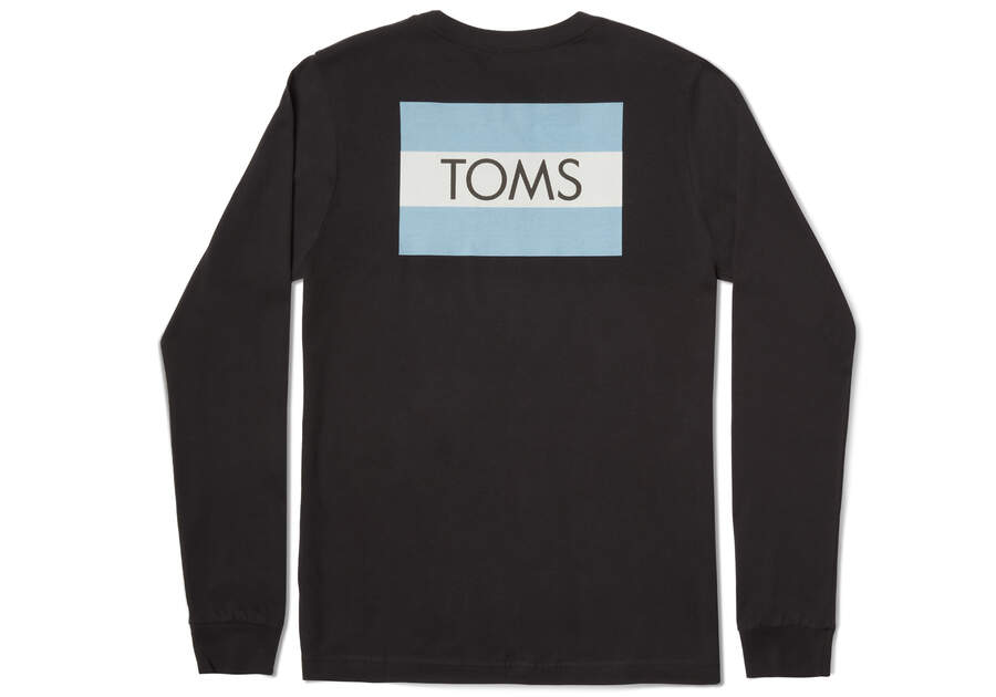 Toms Logo Long Sleeve Tee Férfi Póló Fekete Magyarország | HU757-928