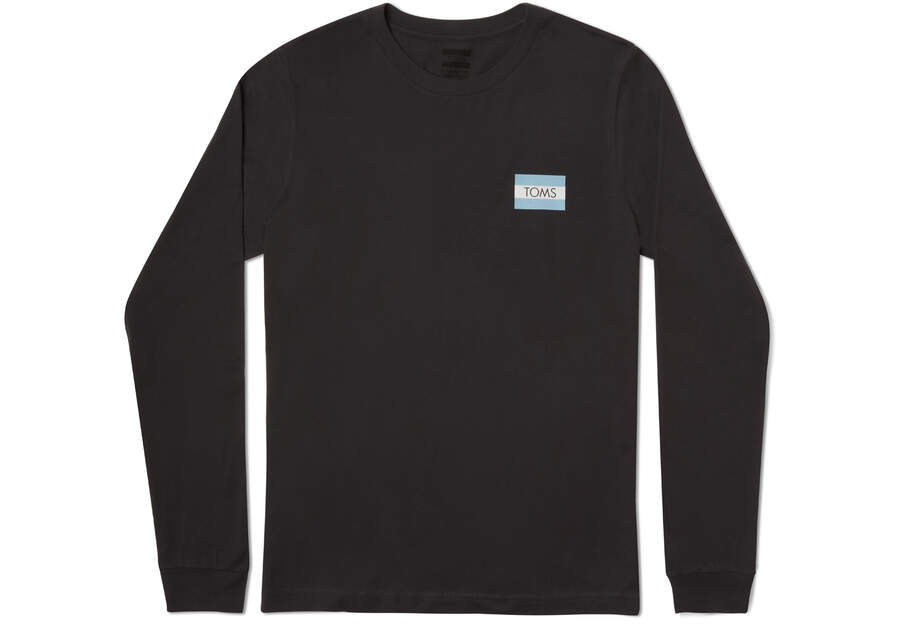 Toms Logo Long Sleeve Tee Férfi Póló Fekete Magyarország | HU757-928