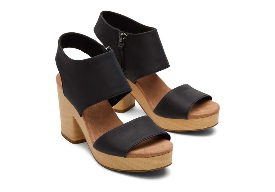 Toms Majorca Bőr Platform Sandal Női Szandál Fekete Magyarország | HU253-131