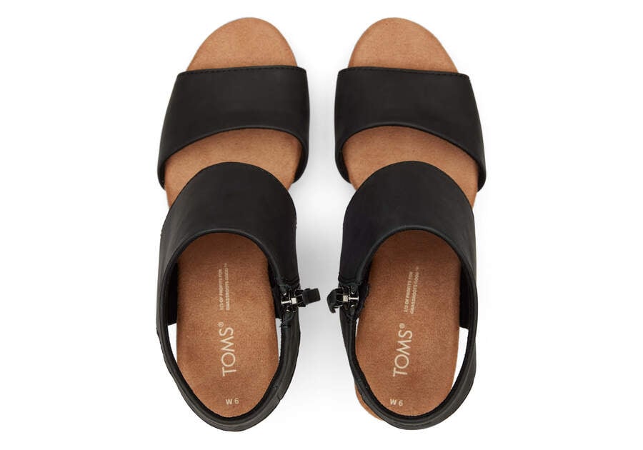 Toms Majorca Bőr Platform Sandal Női Szandál Fekete Magyarország | HU253-131