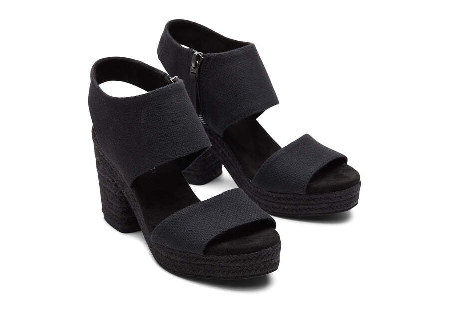 Toms Majorca Rope Platform Sandal Női Szandál Fekete Magyarország | HU928-360