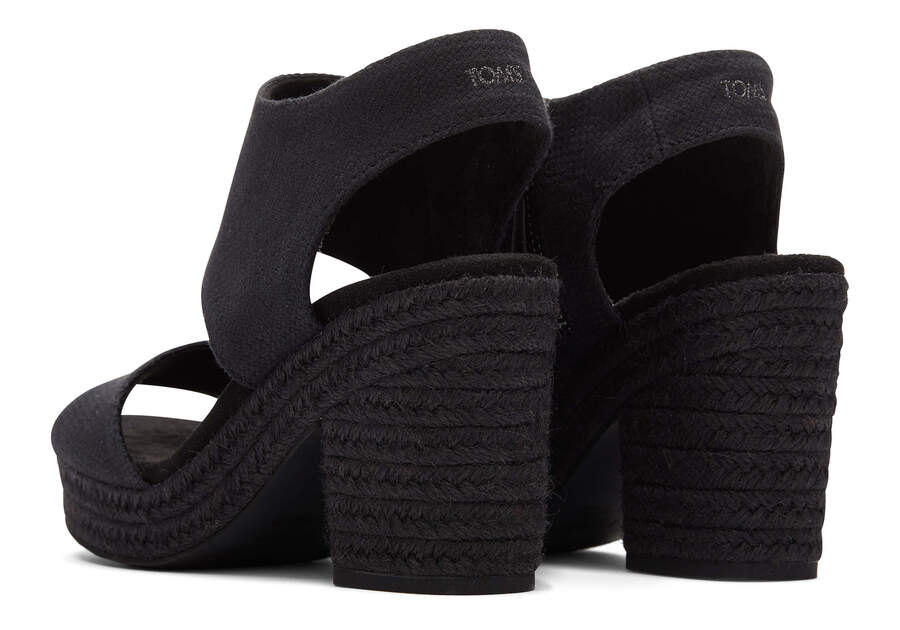 Toms Majorca Rope Platform Sandal Női Szandál Fekete Magyarország | HU928-360