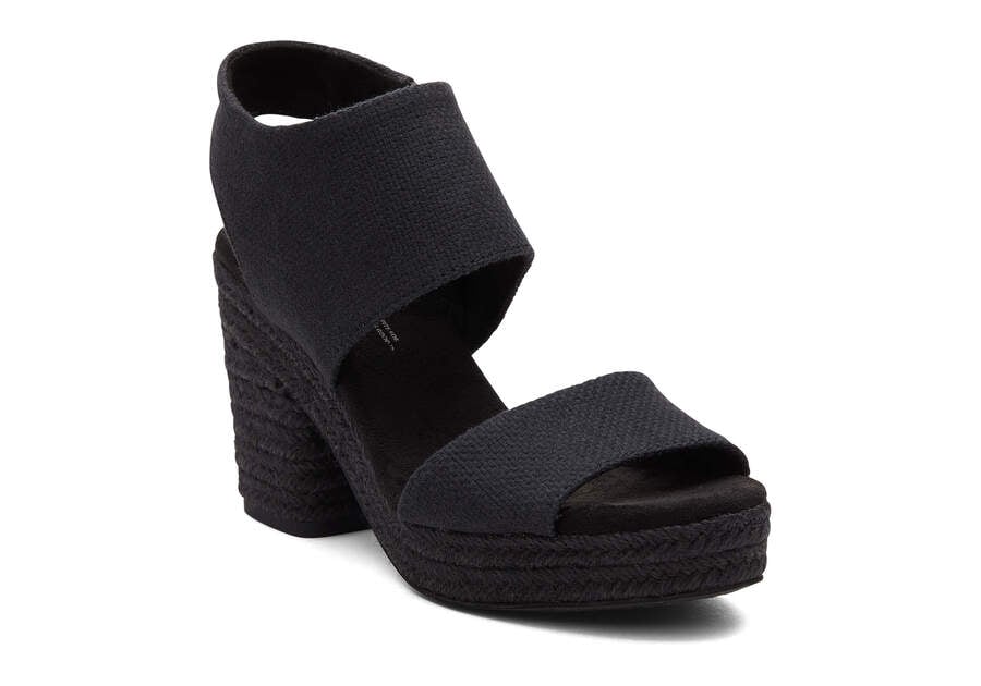 Toms Majorca Rope Platform Sandal Női Szandál Fekete Magyarország | HU928-360