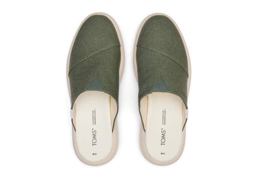 Toms Mallow Mule Heritage Vászon Női Mule Cipő Zöld Magyarország | HU259-467