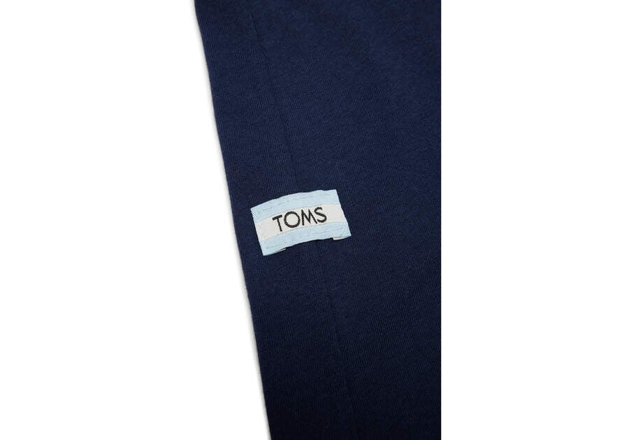 Toms Stacked Logo Long Sleeve Tee Férfi Póló Sötétkék Magyarország | HU641-500