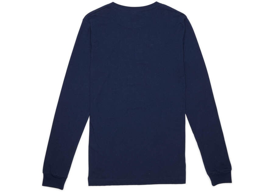 Toms Stacked Logo Long Sleeve Tee Női Póló Sötétkék Magyarország | HU664-336