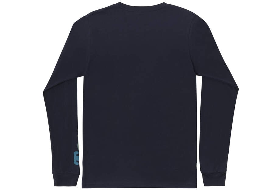 Toms TOMORROW Logo Long Sleeve Férfi Póló Sötétkék Magyarország | HU854-094