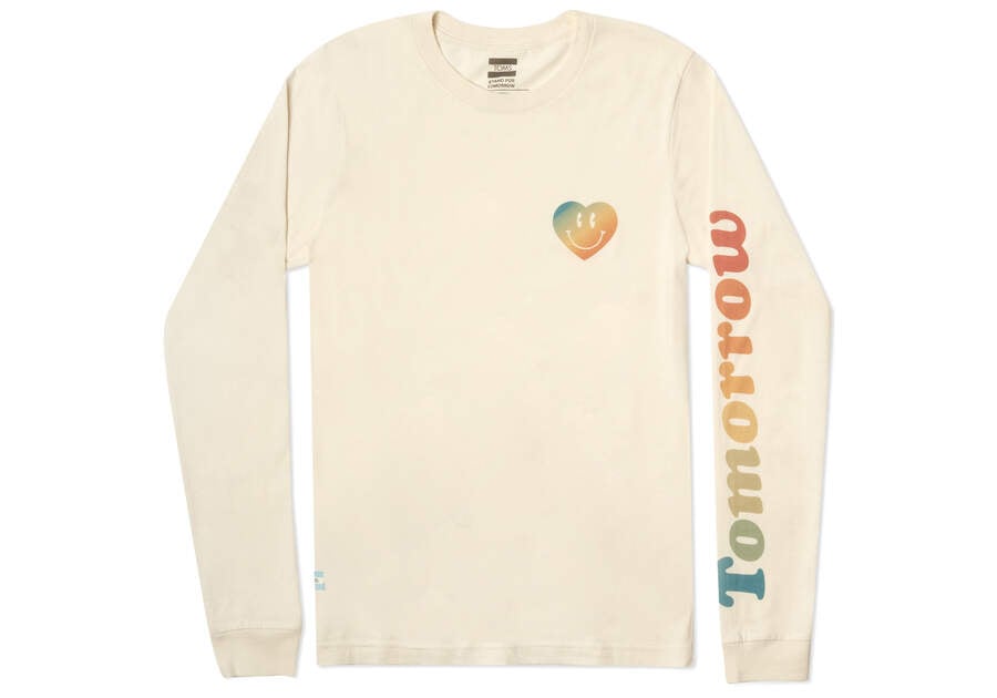 Toms TOMORROW Logo Long Sleeve Férfi Póló Fehér Magyarország | HU936-422