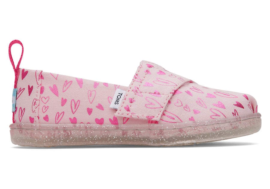 Toms Tiny Alpargata Foil Hearts Print Gyerek Alpargatas Rózsaszín Magyarország | HU722-583