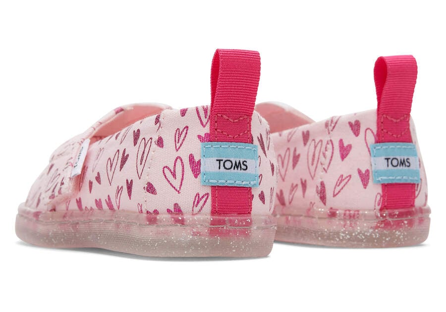 Toms Tiny Alpargata Foil Hearts Print Gyerek Alpargatas Rózsaszín Magyarország | HU722-583