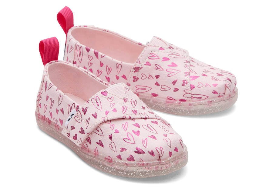 Toms Tiny Alpargata Foil Hearts Print Gyerek Alpargatas Rózsaszín Magyarország | HU722-583