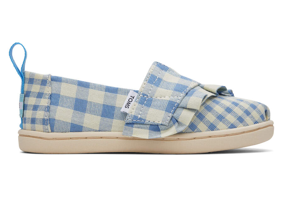 Toms Tiny Alpargata Gingham Ruffle Gyerek Alpargatas Kék Magyarország | HU918-141