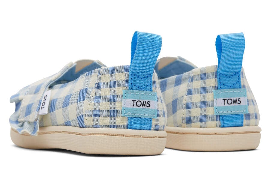 Toms Tiny Alpargata Gingham Ruffle Gyerek Alpargatas Kék Magyarország | HU918-141