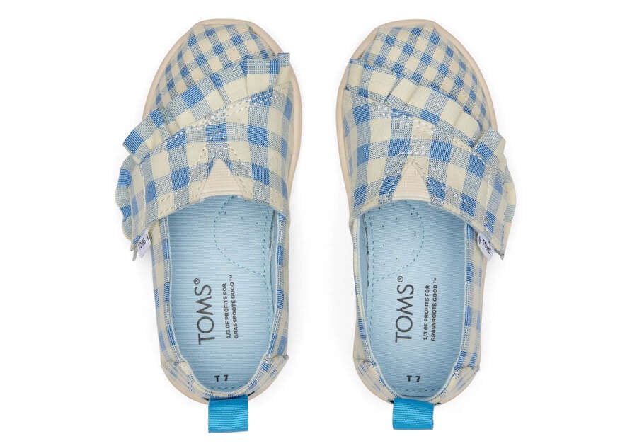 Toms Tiny Alpargata Gingham Ruffle Gyerek Alpargatas Kék Magyarország | HU918-141