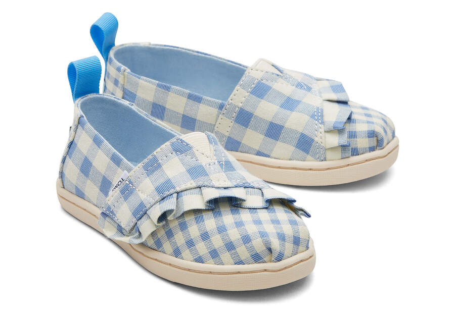 Toms Tiny Alpargata Gingham Ruffle Gyerek Alpargatas Kék Magyarország | HU918-141