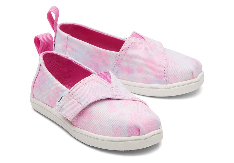 Toms Tiny Alpargata Multi Tie Dye Twill Gyerek Alpargatas Rózsaszín Színes Magyarország | HU911-720