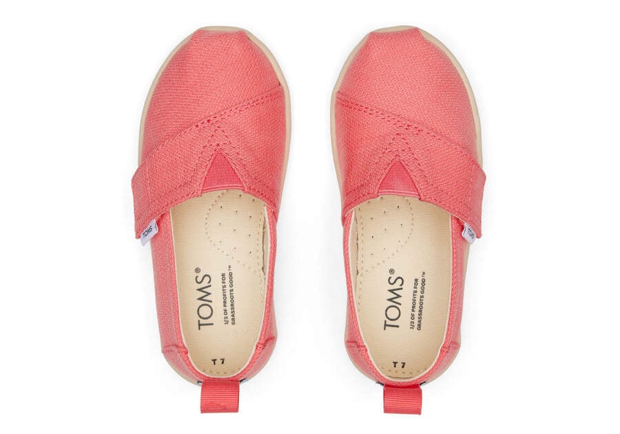 Toms Tiny Alpargata Refibra Tencel Textured Woven Gyerek Alpargatas Korall Magyarország | HU812-676