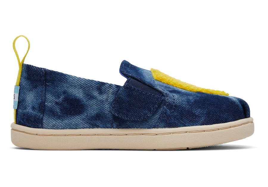 Toms Tiny Alpargata Twin Gore Washed Denim Ligthning Bolt Gyerek Alpargatas Sötétkék Kék Magyarország | HU905-591