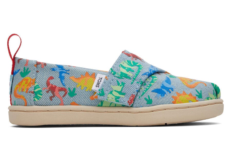 Toms Tiny Alpargata Washed Denim Dinomite Dinos Gyerek Alpargatas Kék Magyarország | HU733-155